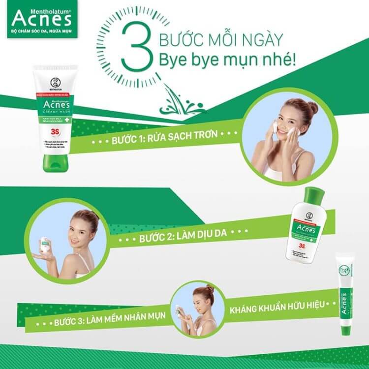 ngăn ngừa mụn với 3 bước mỗi ngày cùng acnes nhanh gọn nhất