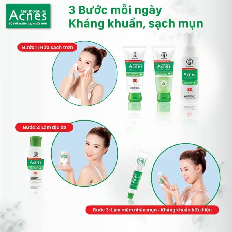 trị mụn nhanh chóng với 5 phút mỗi ngày cùng acnes