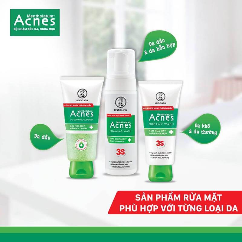 Bộ sản phẩm kem rửa mặt trị mụn Acnes gúp bạn ngăn ngừa mụn hiệu quả