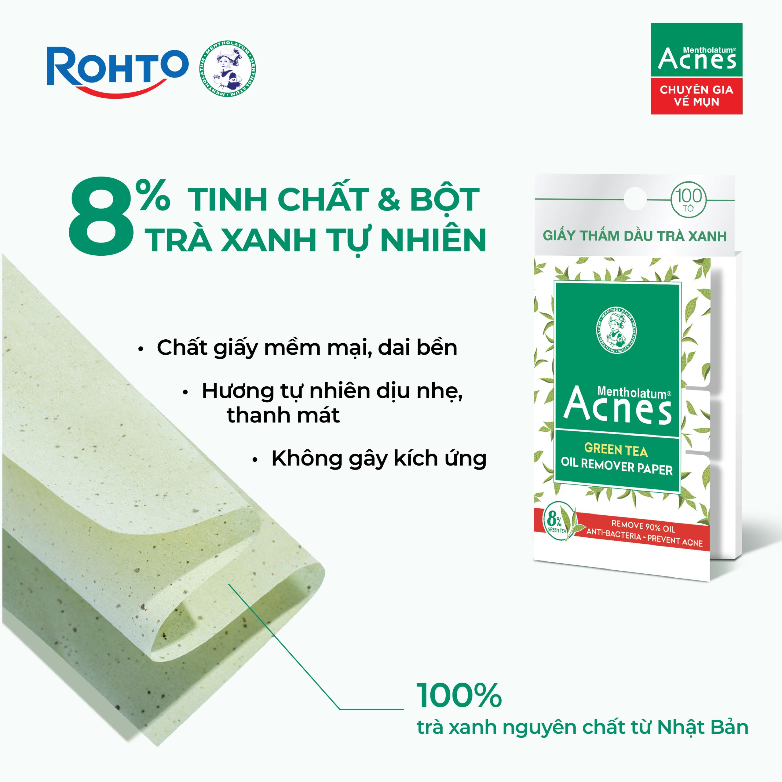 Mentholatum Acnes Green Tea Oil Remover Paper - Ảnh 5