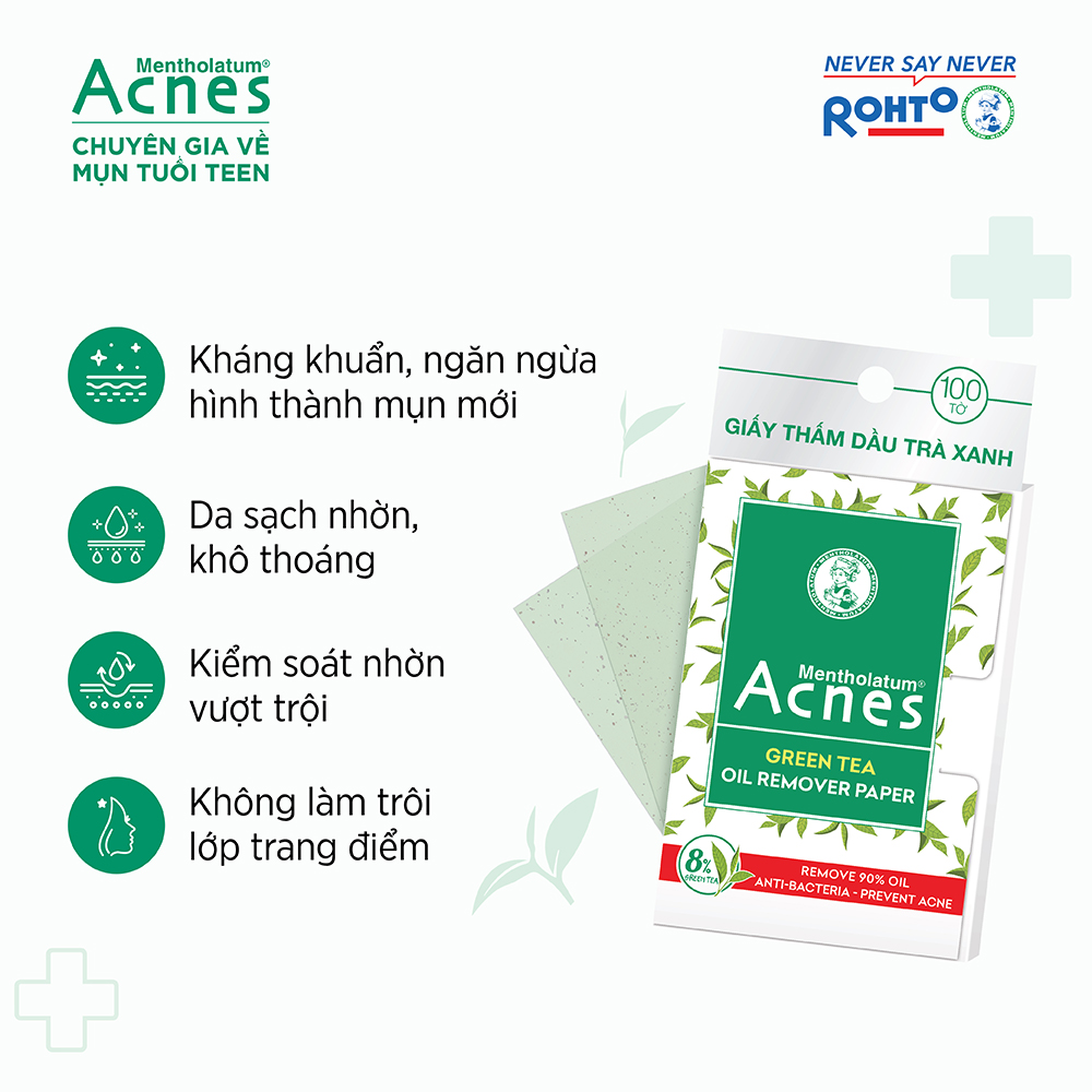 Acnes Oil Remover Paper Green Tea (100 Tờ) - Ảnh 4